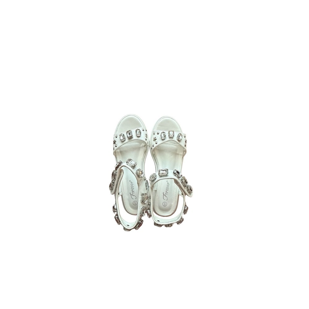 Forever White Rhinestone Star Studded Platform Lug Sole Sandals Womens Size 6 - Picture 9 of 10